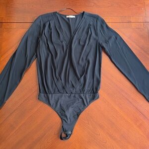 Elegant Black Long Sleeve Women's Blouse